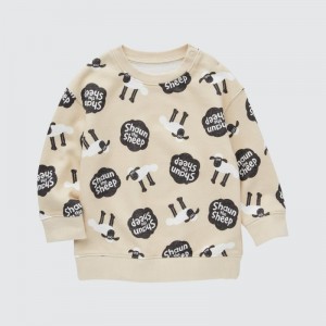 Beige Baby Uniqlo Clay Animation Graphic (Shaun The Sheep) Sweatshirt | USA ASGCP-0371