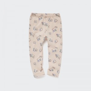 Beige Baby Uniqlo Fleece (Moose) Leggings | USA LTRYH-4759