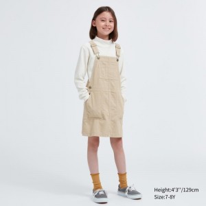 Beige Kids Uniqlo Corduroy Jumper Skirts | USA WLFPH-2308