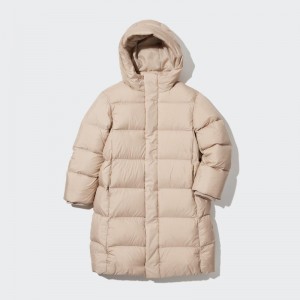 Beige Kids Uniqlo Down Coats | USA PFRYM-0248