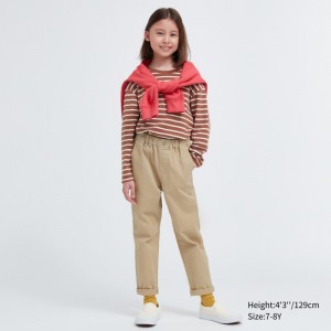 Beige Kids Uniqlo Ultra Stretch Wide Pants | USA XWTRQ-2985