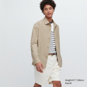 Beige Men Uniqlo Airsense Shirt (Ultra Light Shirt) Jackets | USA DIYFV-8135