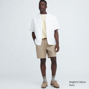 Beige Men Uniqlo Chino (7") Shorts | USA HMUJC-0126