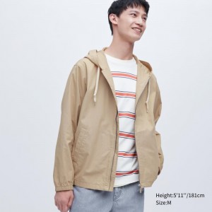 Beige Men Uniqlo Cotton Parka | USA UMHNA-6925