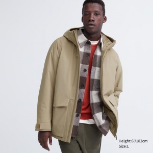 Beige Men Uniqlo Hybrid Down (3d Cut) Parka | USA FSCZD-0263