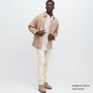 Beige Men Uniqlo Slim-fit Chino Pants | USA KJFOH-6537