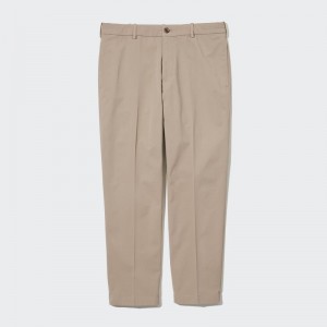 Beige Men Uniqlo Smart Ankle (2-way Stretch, Cotton,Tall) Pants | USA MZUXW-1390