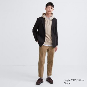 Beige Men Uniqlo Smart Ankle (Corduroy) Pants | USA PSFIK-5372