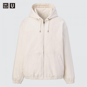 Beige Men Uniqlo U Zip-up Jackets | USA NIOPS-0325