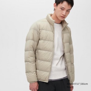 Beige Men Uniqlo Ultra Light Down (3d Cut Wide Quilt) Jackets | USA YHRGT-0613