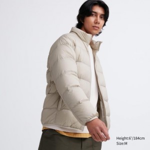 Beige Men Uniqlo Ultra Light Down (3d Cut Wide Quilt) Jackets | USA KXUAP-7403