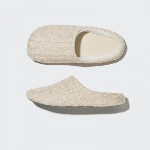 Beige Women Uniqlo Cable Knit (Rubber Sole) Slippers | USA OETIU-5840