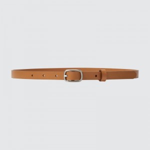 Beige Women Uniqlo Dress Skinny Belts | USA VHDCQ-2541