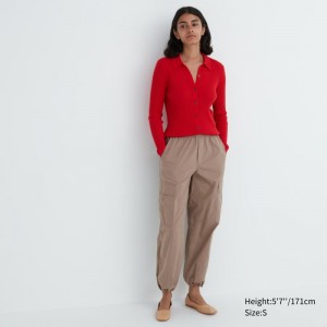 Beige Women Uniqlo Easy Cargo Pants | USA BSMAI-8539