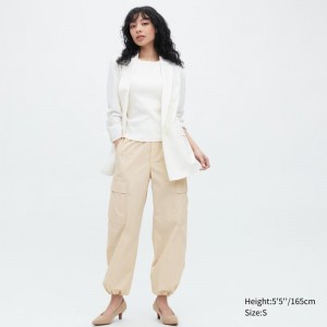 Beige Women Uniqlo Easy Cargo Pants | USA JOGDW-8179