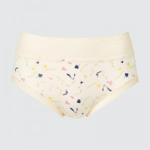 Beige Women Uniqlo Flower Print High-rise Underwear | USA TNLJI-5837