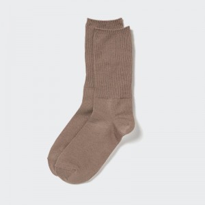 Beige Women Uniqlo Heattech 2-way Socks | USA FDKMX-0246