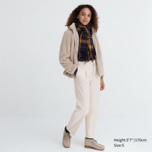 Beige Women Uniqlo Heattech Pleated Tapered Pants | USA ZJLKE-6057