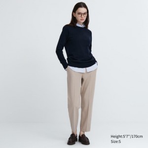 Beige Women Uniqlo Smart Ankle (2-way Stretch) Pants | USA UTPKQ-4632