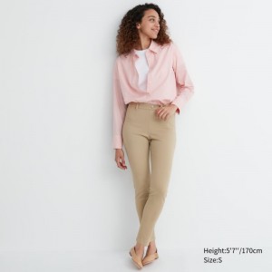 Beige Women Uniqlo Ultra Stretch Leggings Pants | USA NFSUE-3861