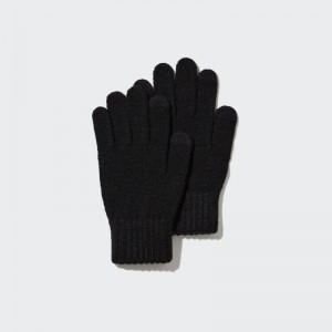 Black Kids Uniqlo Heattech Knitted Gloves | USA VDFRS-5826