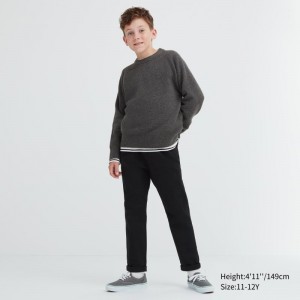 Black Kids Uniqlo Ultra Stretch Wide Pants | USA NGKIR-6378