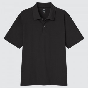 Black Men Uniqlo Airism Polo Shirts | USA KGRIA-9173