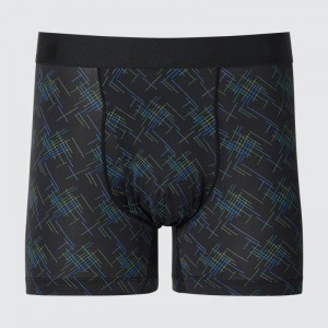 Black Men Uniqlo Airism Printed Boxer Briefs | USA GCDAB-0839