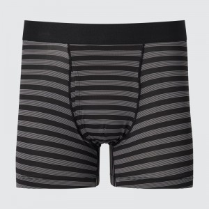 Black Men Uniqlo Airism Striped Boxer Briefs | USA NYHFG-7865