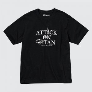 Black Men Uniqlo Attack On Titan Ut (Short-sleeve Graphic) (If We Don't Fight, We Can't Win) T Shirts | USA GOQUA-5174