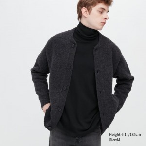 Black Men Uniqlo Brushed Cotton Turtleneck Long-sleeve T Shirts | USA HQLEY-2605