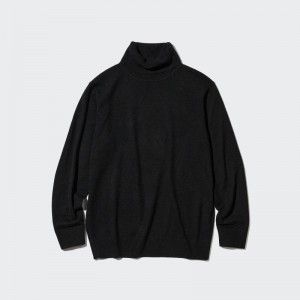 Black Men Uniqlo Cashmere Turtleneck Long-sleeve Sweaters | USA BPKNA-7420