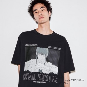 Black Men Uniqlo Chainsaw Man × Kosuke Kawamura Short Sleeve Ut (Oversized) T Shirts | USA LFXRH-5289