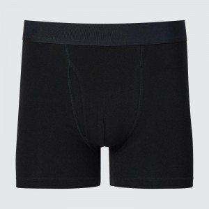 Black Men Uniqlo Cotton Boxer Briefs | USA ZRUMG-4752