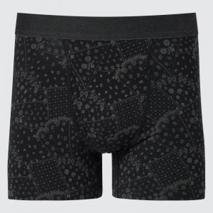 Black Men Uniqlo Cotton Patchwork Boxer Briefs | USA XYNUW-2456