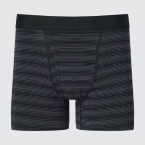 Black Men Uniqlo Cotton Striped Boxer Briefs | USA WUEIM-7408