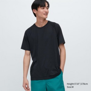 Black Men Uniqlo Dry-ex Crew Neck Short-sleeve T Shirts | USA DZLGJ-5901