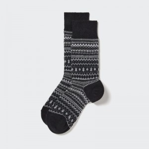 Black Men Uniqlo Heattech Fair Isle Socks | USA OLBVJ-8637