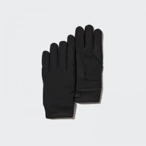 Black Men Uniqlo Heattech Lined Function Gloves | USA OIWLF-1704