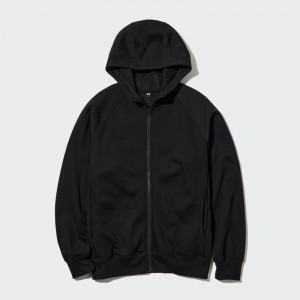 Black Men Uniqlo Heattech Pile Lined Sweat Full-zip Hoodie | USA HZOMF-2039