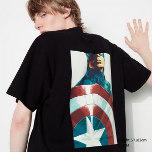 Black Men Uniqlo Marvel Art Collection By Mondo Ut (Short Sleeve Graphic) T Shirts | USA LJQUD-1679