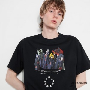 Black Men Uniqlo Naruto Ut (Short-sleeve Graphic) (Akatsuki Organization) T Shirts | USA SHKEJ-4960