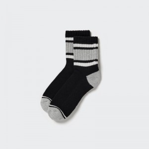 Black Men Uniqlo Pattern Lined Half Socks | USA ZJEHY-0574