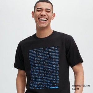 Black Men Uniqlo Peace For All (Akamai) (Short-sleeve Graphic) T Shirts | USA WXONK-4960