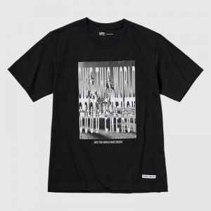 Black Men Uniqlo Peace For All (Kosuke Kawamura) (Short-sleeve Graphic) T Shirts | USA KOESM-9827