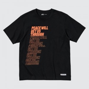 Black Men Uniqlo Peace For All (Shingo Kunieda) (Short Sleeve Graphic) T Shirts | USA WLFPB-0694