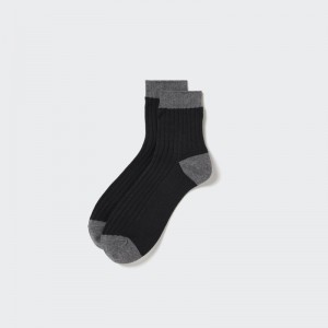 Black Men Uniqlo Ribbed Half Socks | USA ERSJT-3106