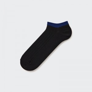 Black Men Uniqlo Ribbed Short Socks | USA QWMZO-2930