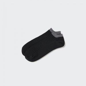 Black Men Uniqlo Ribbed Short Socks | USA YWRXO-0247