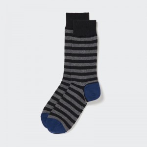 Black Men Uniqlo Striped Socks | USA VACEK-4753